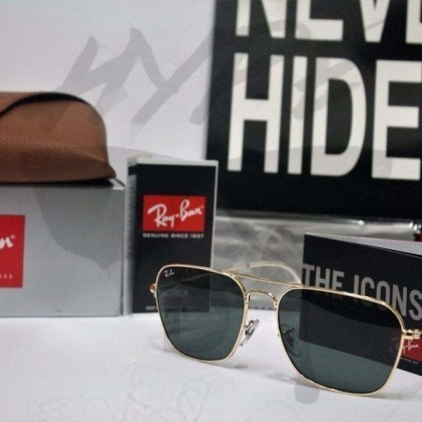 Kacamata Rayban CARAVAN RB 3136 Gold Green Original