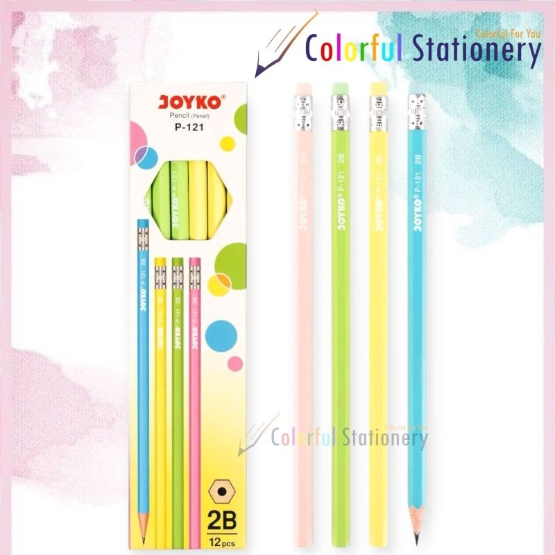 

Pensil 2B Joyko + Penghapus P-121 Pastel (12 Pcs)