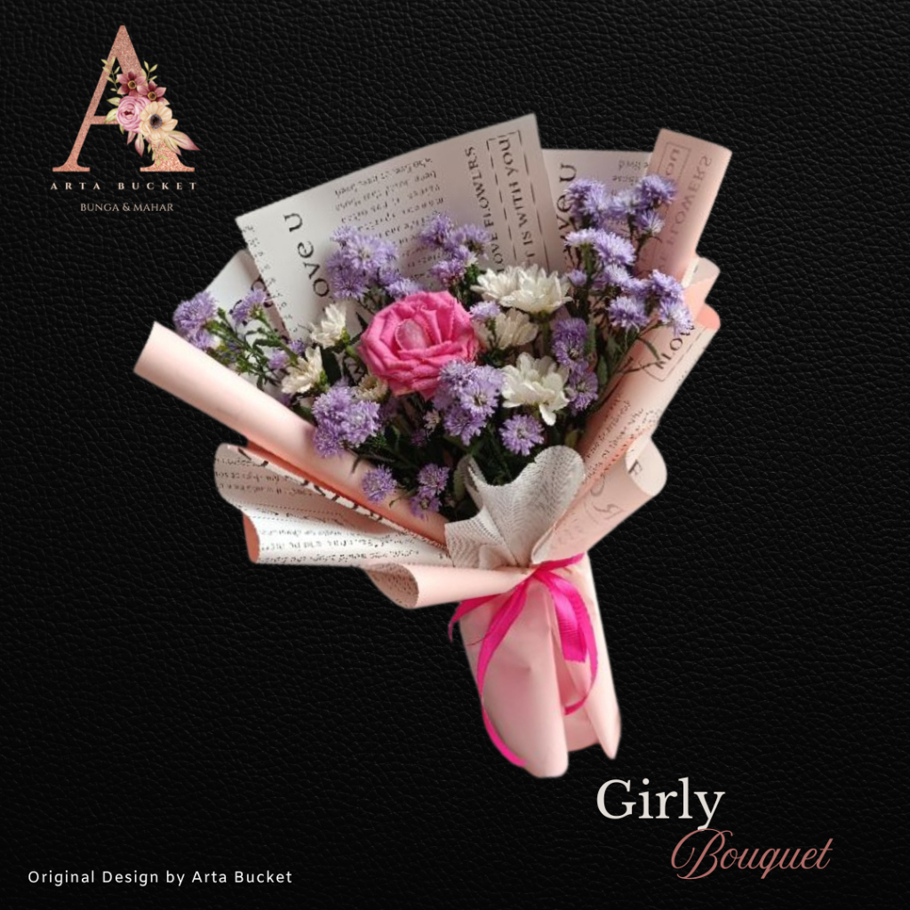 Bucket Bouquet Buket Bouket Kado Hadiah Gift Give Edisi Spesial Girly Bunga Mawar Daisy Warna Pink U