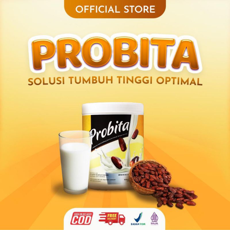 

Susu Peninggi Badan - Probita Susu Kurma Tinggi Kalsium Kaya Protein - BPOM & Halal - 1 Box isi 10 sachet