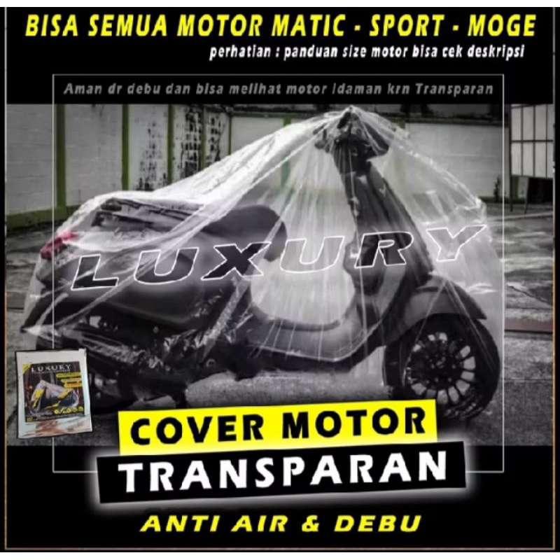 sarung motor transparan/sarung cover  motor waterproof/kelambu plastik motor luxury/selimut vespa pc