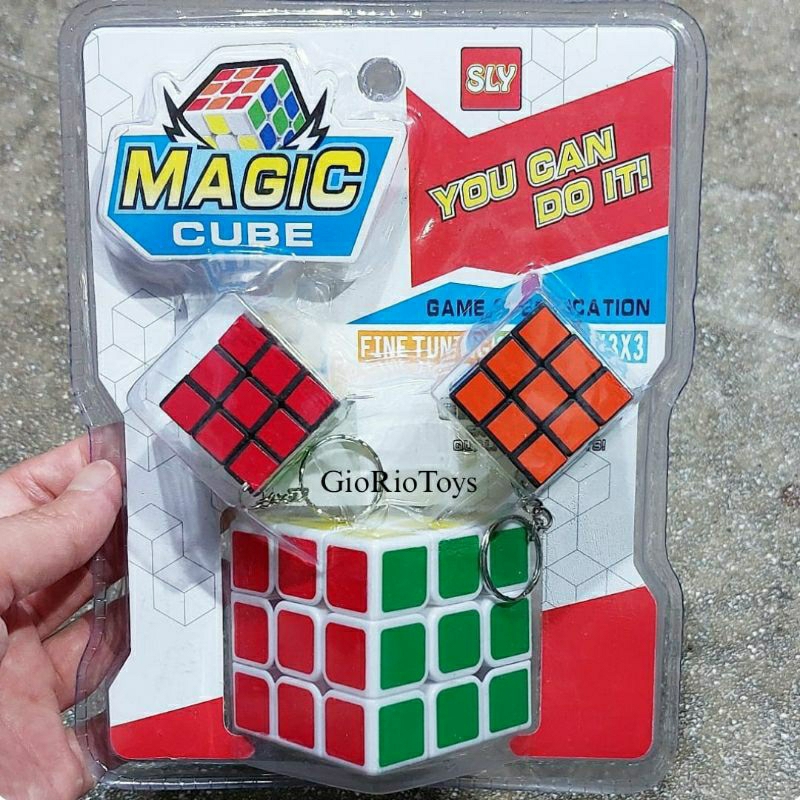 Rubik 3x3x3 / Mainan Rubik 3x3x3 Magic Cube Isi 3 Pcs / Keychain Gantungan Kunci Rubik Mini 3x3