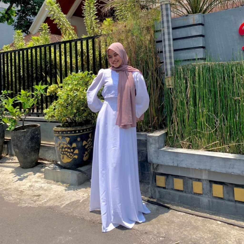 GAMIS  LEBARAN BAJU PESTA  GAMIS BROKAT FULL FURING