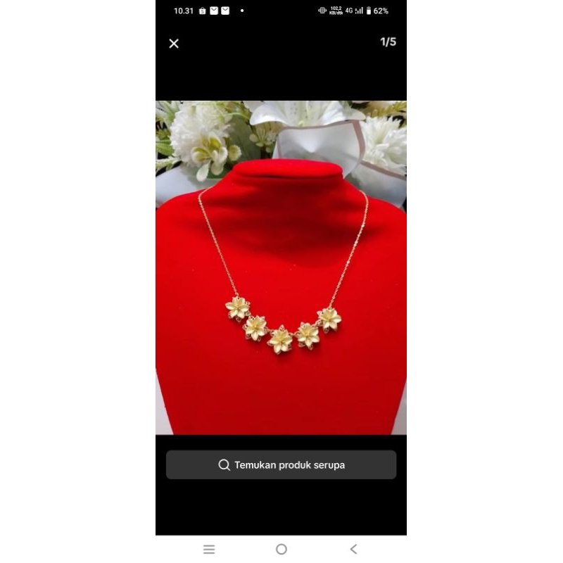 kalung bunga kendari bunga 5 replika emas asli