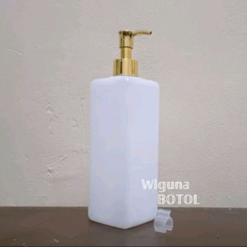 Botol Pump 500ml Kotak Hdpe Natural / Botol 500ml Hdpe Natural Kotak Pump Clip Oil