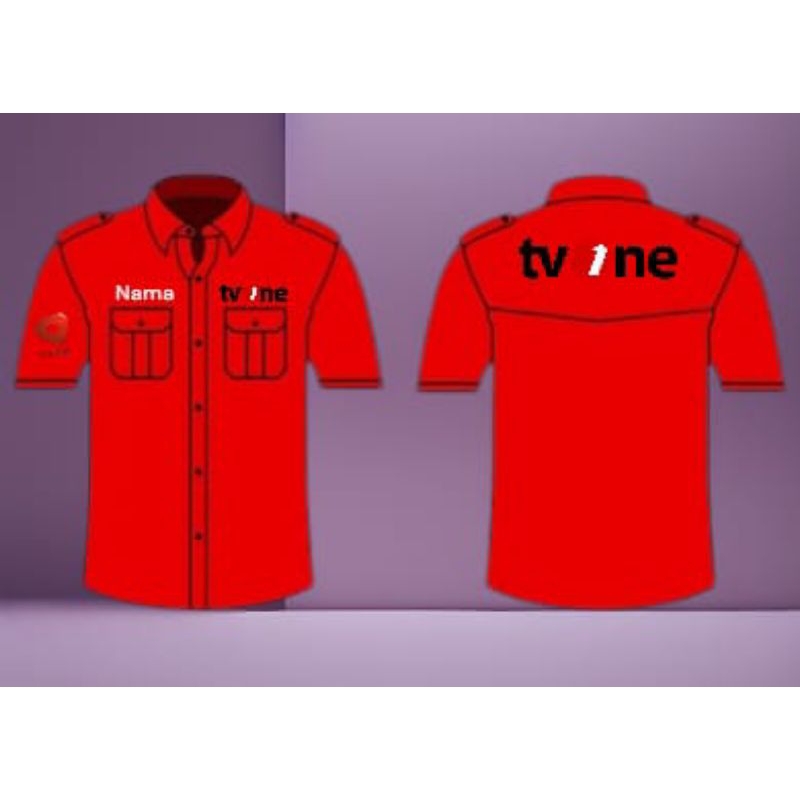 kemeja kerja baju pdh seragam kerja TVOne lengan pendek full bordir free bordir nama