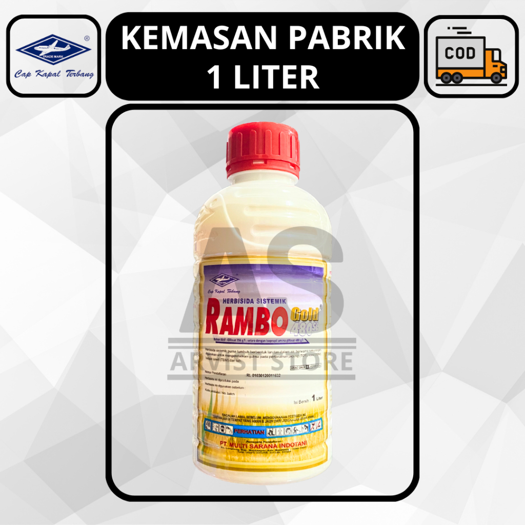 Herbisida Sistemik RAMBO GOLD 480SL 1 Liter Bahan Aktif Glifosat 480 g/L Obat Rumput