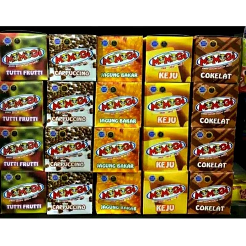 

momogi 1 box isi 20 pcs momogi jagung bakar momogi coklat keju tutti fruti