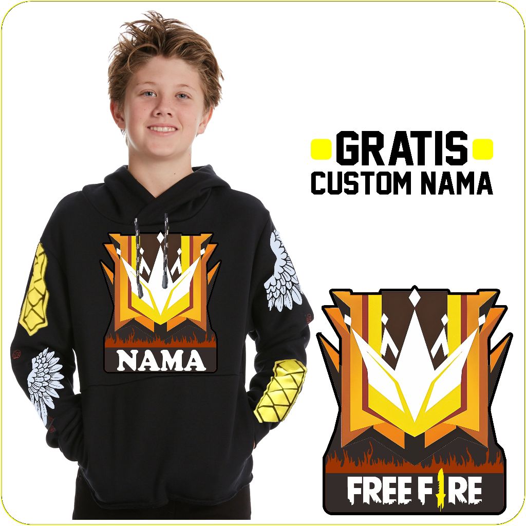 Jaket Free Fire GRANDMASTER Anak Hoodie Gaming FF Angel CUSTOM NAMA