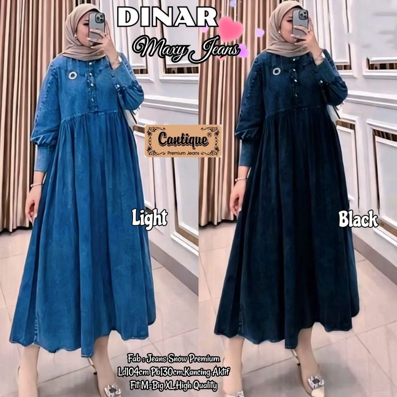DINAR MAXY JEANS TERUSAN DRESS WANITA CASUAL BAHAN JEANS SNOW PREMIUM LD 104 CM FIT XL