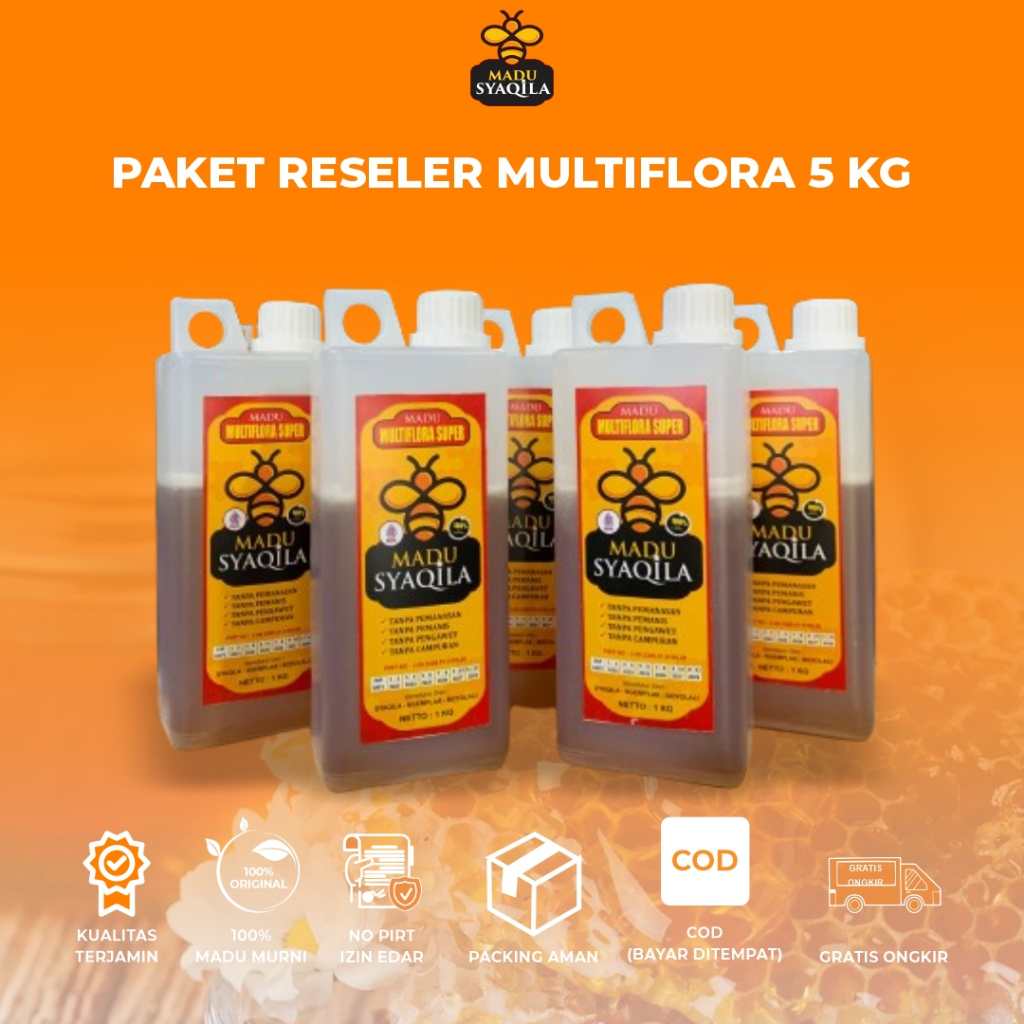 

Madu Syaqila | Paket Madu Multiflora Super Jaminan Asli 5KG| Madu Murni |Raw Honey | Madu Mentah