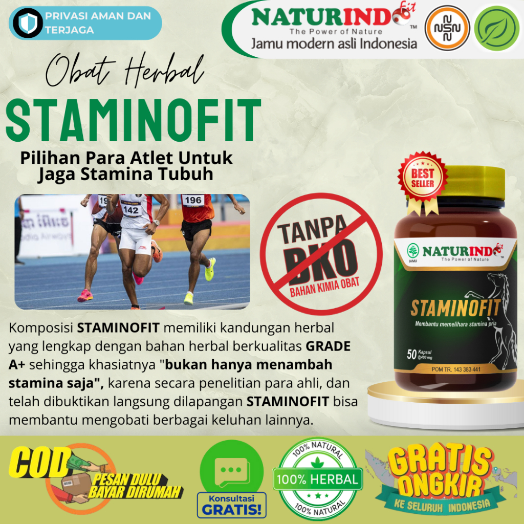 STAMINOFIT Obat Stamina Pria Olahraga Pelari Atlet HERBAL NATURINDO