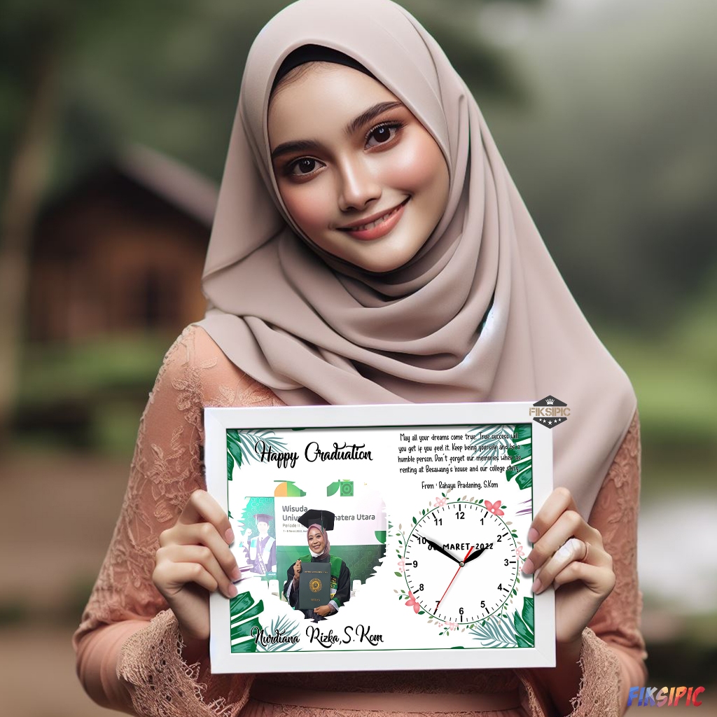 Kado Anniversary Jam Dinding Foto Costum + Bingkai (Hadiah Ultah Wisuda Pernikahan) Fiksipic