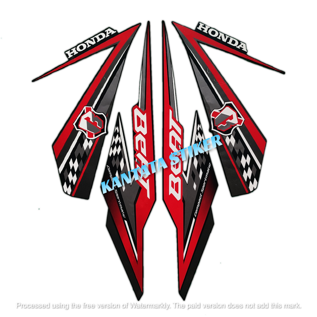 stiker striping motor honda beat fi 2018 esp full hitam-merah