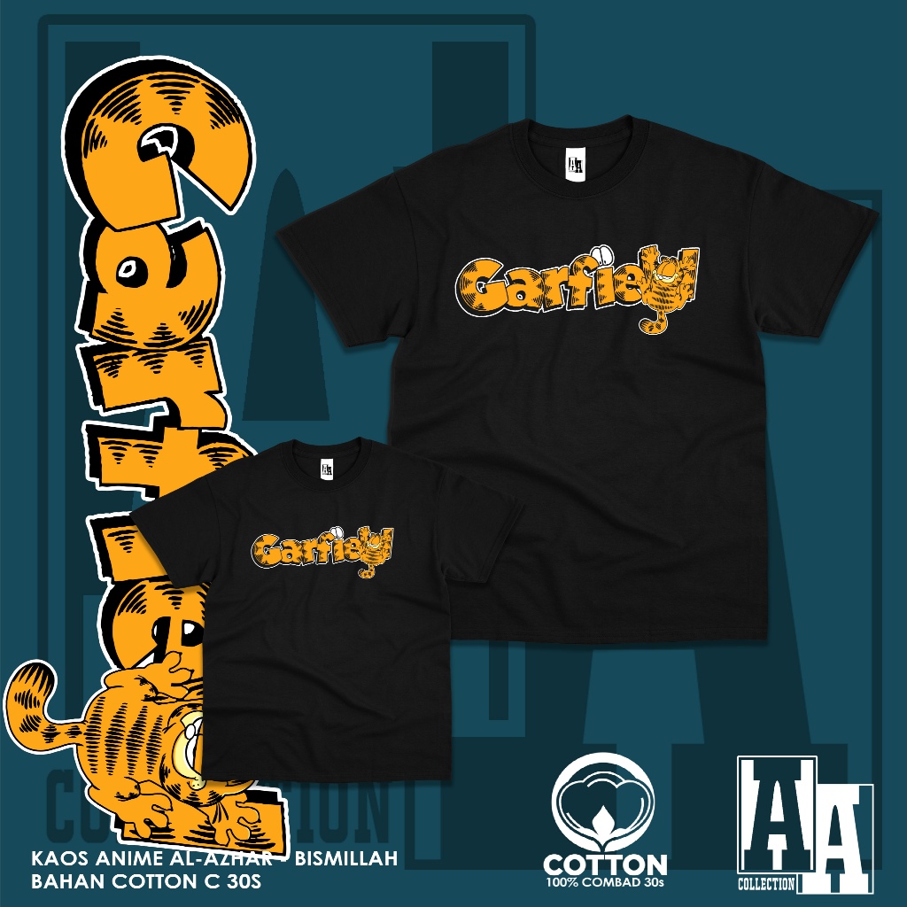AL - AZHAR COLLECTION  | KAOS ANIME KEKINIAN KARAKTER GARFIELD | COTTON COMBED 30S | KAOS PREMIUM | 