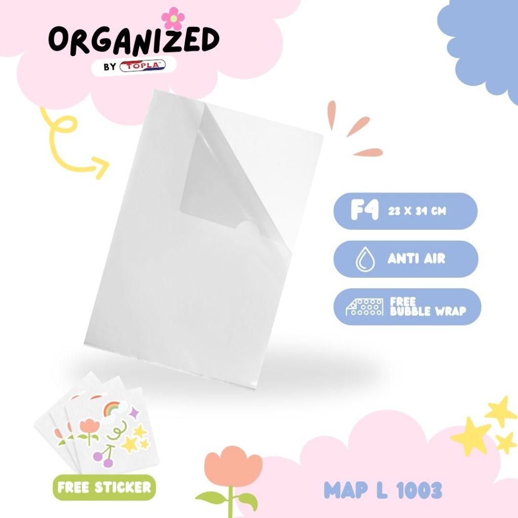 

Topla map L bening file selip organizer kertas berkas kantoran ukuran folio