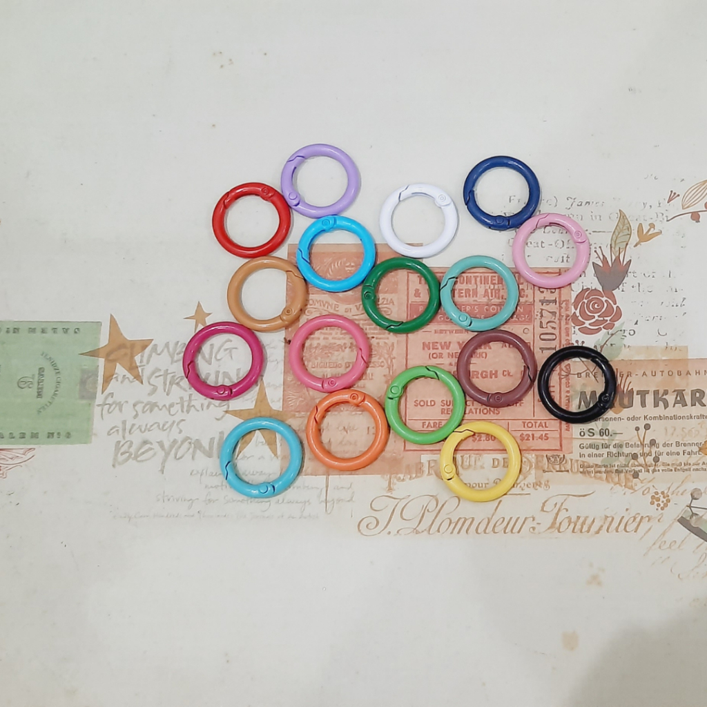 Ring besi O bulat warna warni isi 6pcs warna random