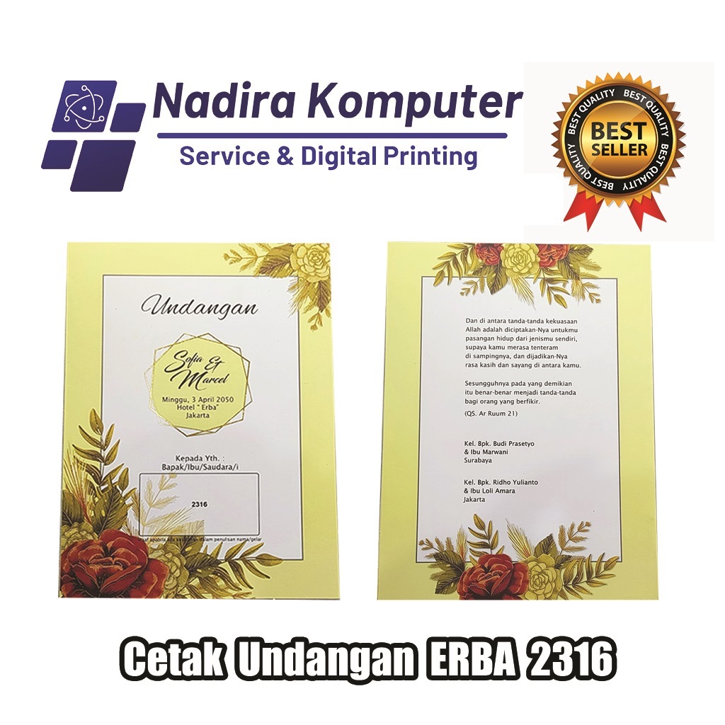 Undangan Pernikahan Tunangan Khitanan dll - ERBA 2316 // 50 pcs Undangan Erba 2316
