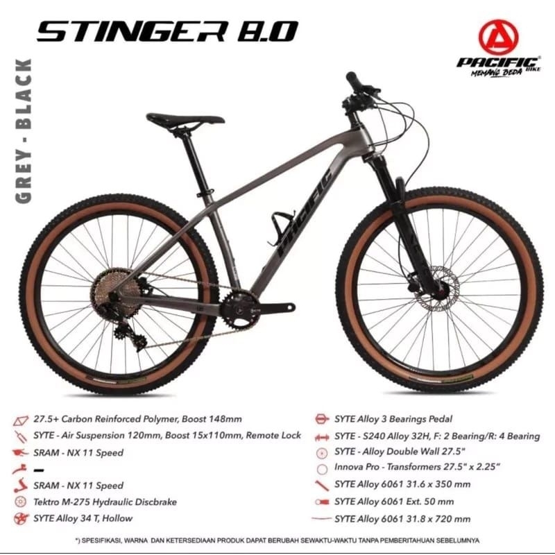SEPEDA GUNUNG MTB PACIFIC STINGER 8.0 CARBON 27.5 INCH 11 SPEED