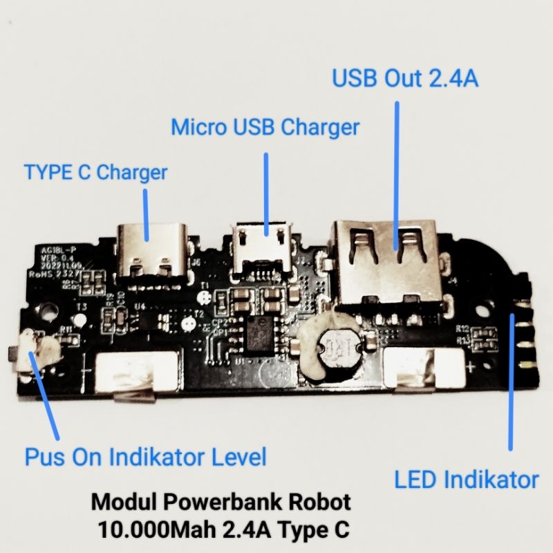 Cabutan Copotan Modul Powerbank Robot RT180 10000Mah 5V 2.4A