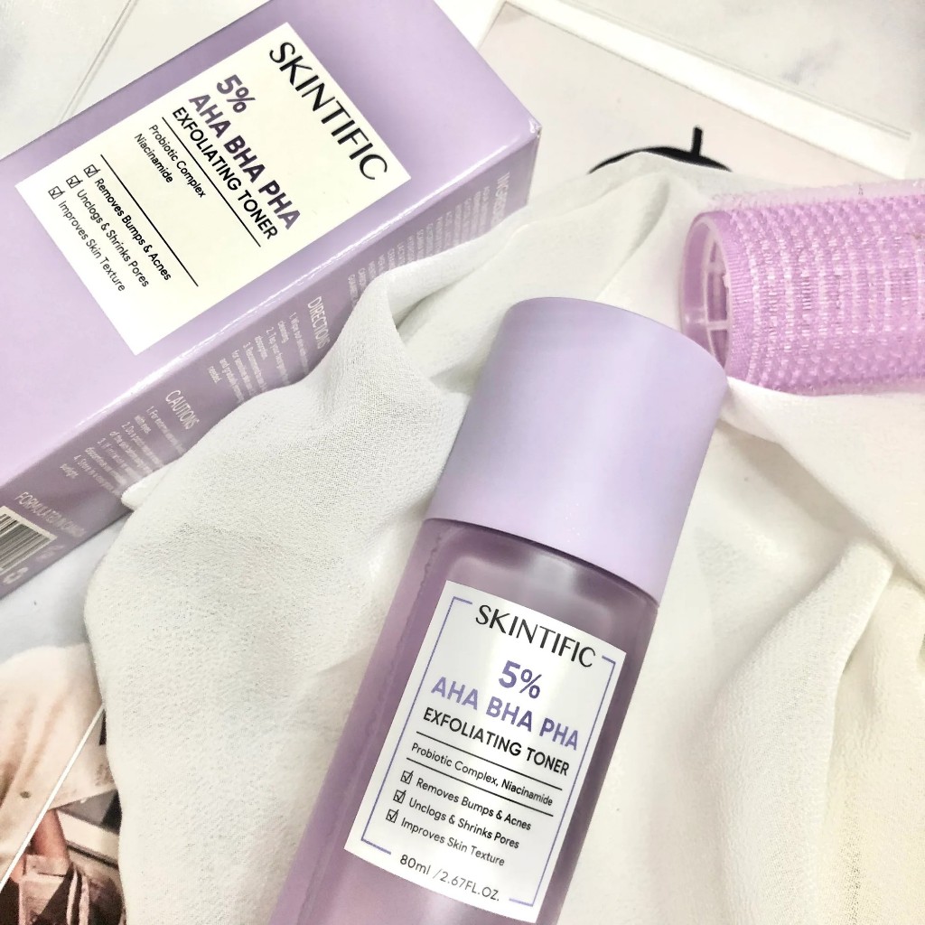 SKINTIFIC - Exfoliating Brightening Toner 80ml | Toner Eksfoliasi Wajah AHA BHA PHA Exfoliating Acne