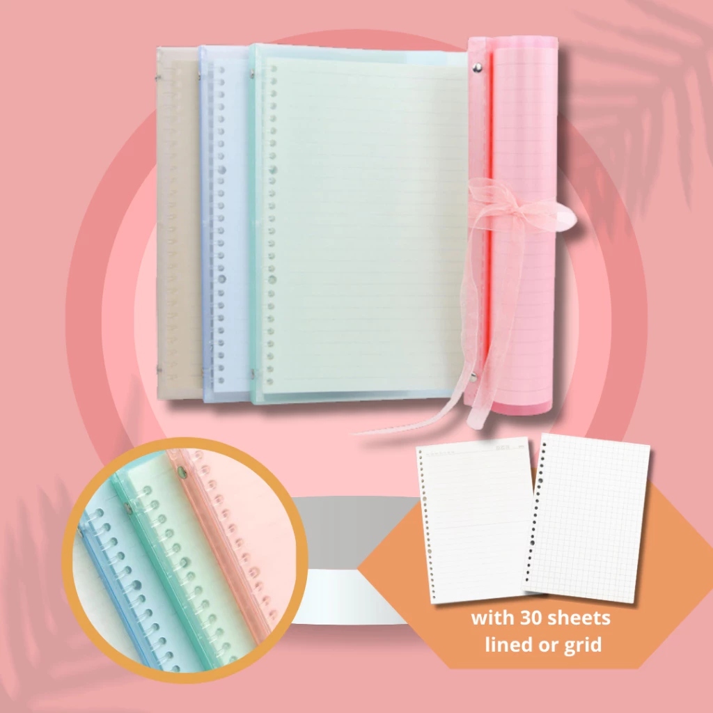 

Buku Binder Pita Transparan Clear Bening A5 Binder Loose Leaf 30 Halaman