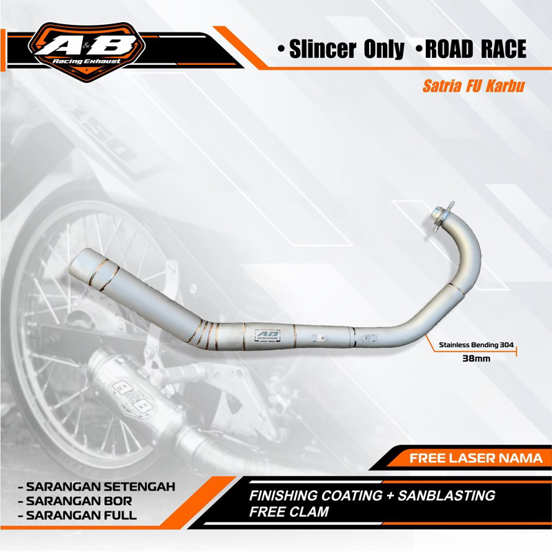 Leheran only / Header only satria FU KARBU type roadrace finishing vapor blasting A&B Racing Exhaust