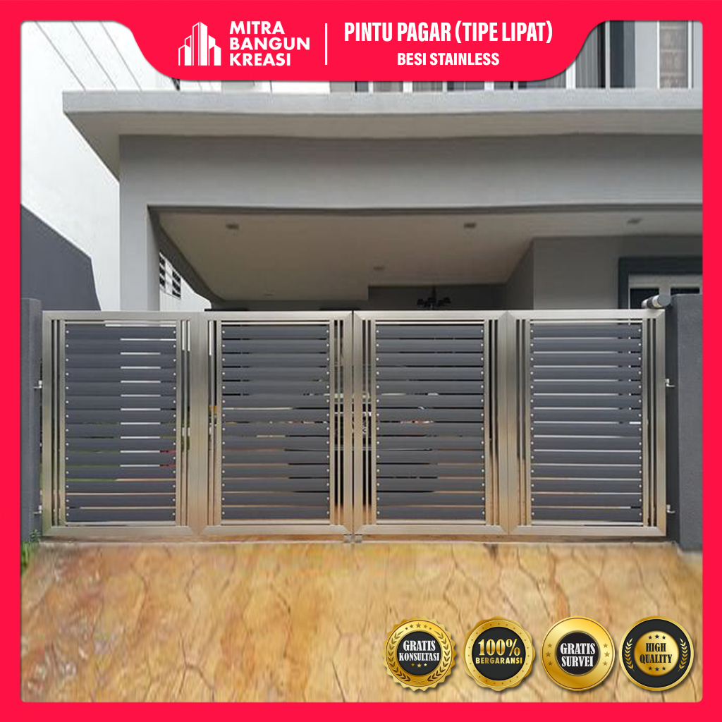 Pagar Besi Rumah Stainless Steel Tipe Lipat Estetik Modern Mewah [GG019]