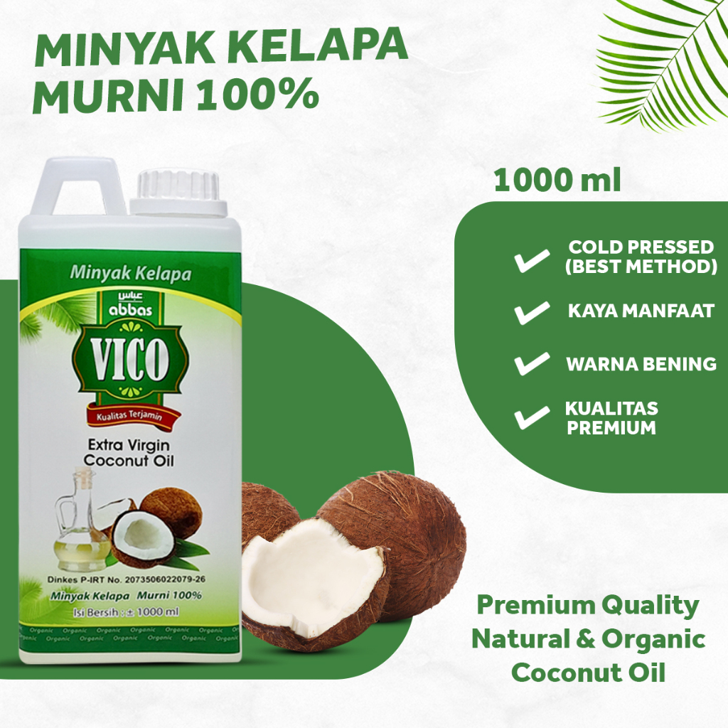 

ABBAS | VCO PREMIUM | VICO | VIRGIN COCONUT OIL | MINYAK KELAPA MURNI 100% | COCONUT OIL - 1 LITER