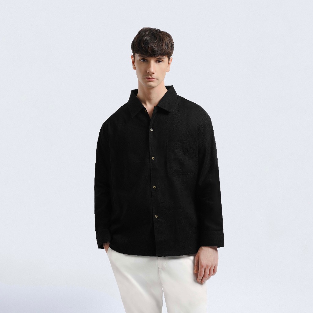 Heymale Saverin Linen Relaxed Kemeja Pria Lengan Panjang
