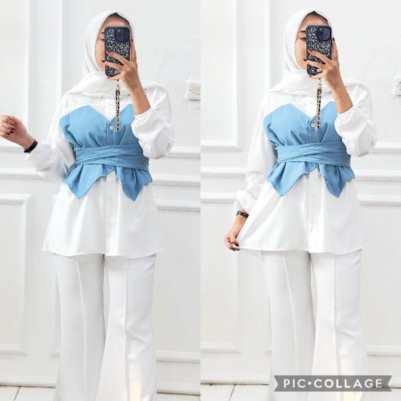 Tunik atasan wanita Kekinian dengan rompi