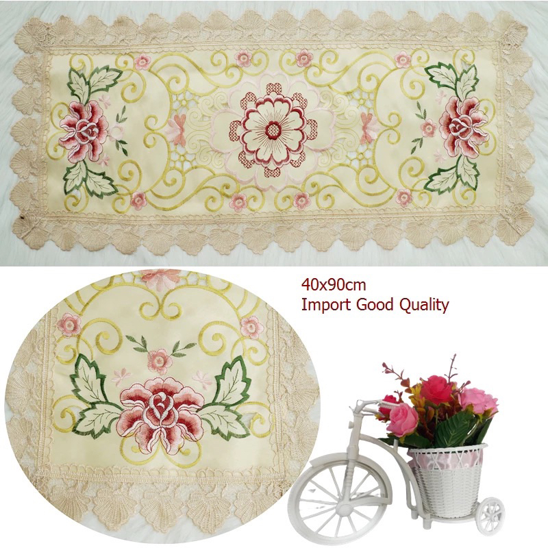 Taplak Meja Tamu Bordir Mewah Persegi