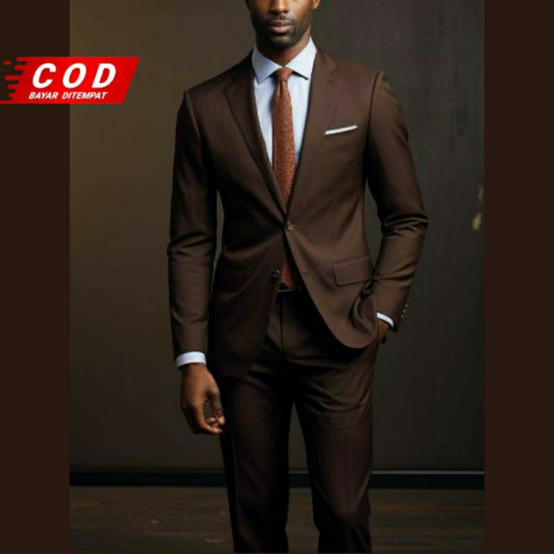 JAS PRIA COKLAT TUA STELAN BLAZER SLIMFIT PREMIUM MURAH