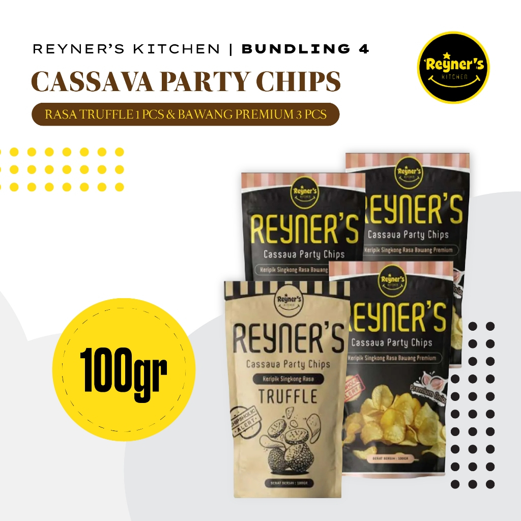 

Reyner's Bundling 4 (3 Onion Cassava Chips and 1 Truffle Crispy Cassava Chips)