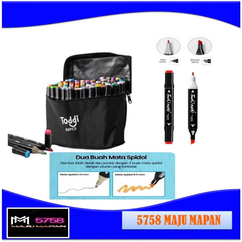 

Set Spidol Warna Warni 1 Set Sketch Marker 2 Tip Touch Marker 40/60/80 Pcs Warna TOUCH Spidol Stabilo Dual Side Fine Art Marker 40/60/80 Set Warna Sketsa Spidol Umum General Marker Set Animation Markers