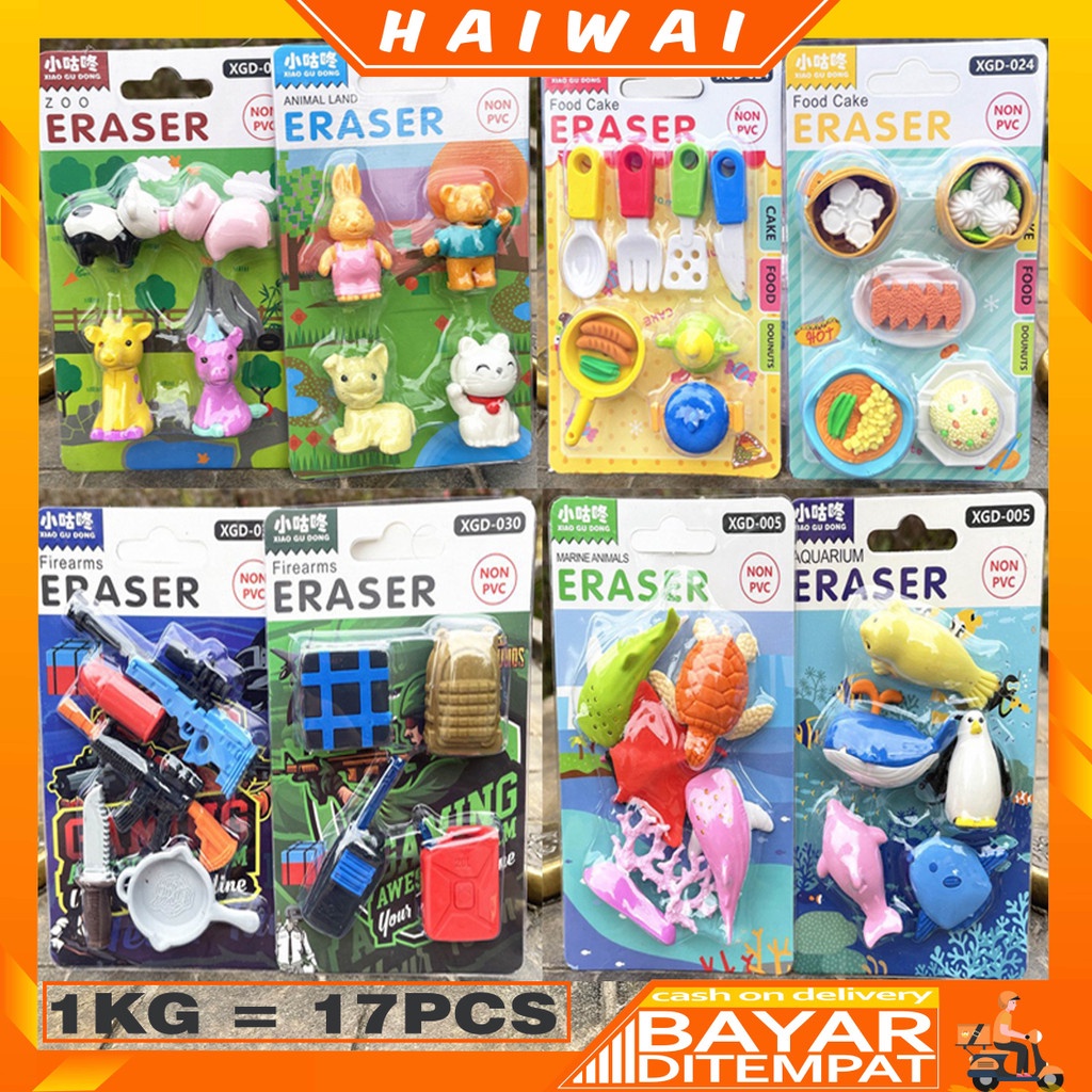 

HaiWai Eraser Karakter Penghapus Pensil Karakter 1 Set Motif 3D Lucu Keren STY33