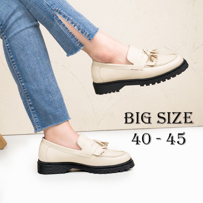 BIG SIZE - Sepatu Docmart Wanita Loafer Rambay Ukuran 45.44.43.42.41 Jumbo Besar Slipon Casual Pesta