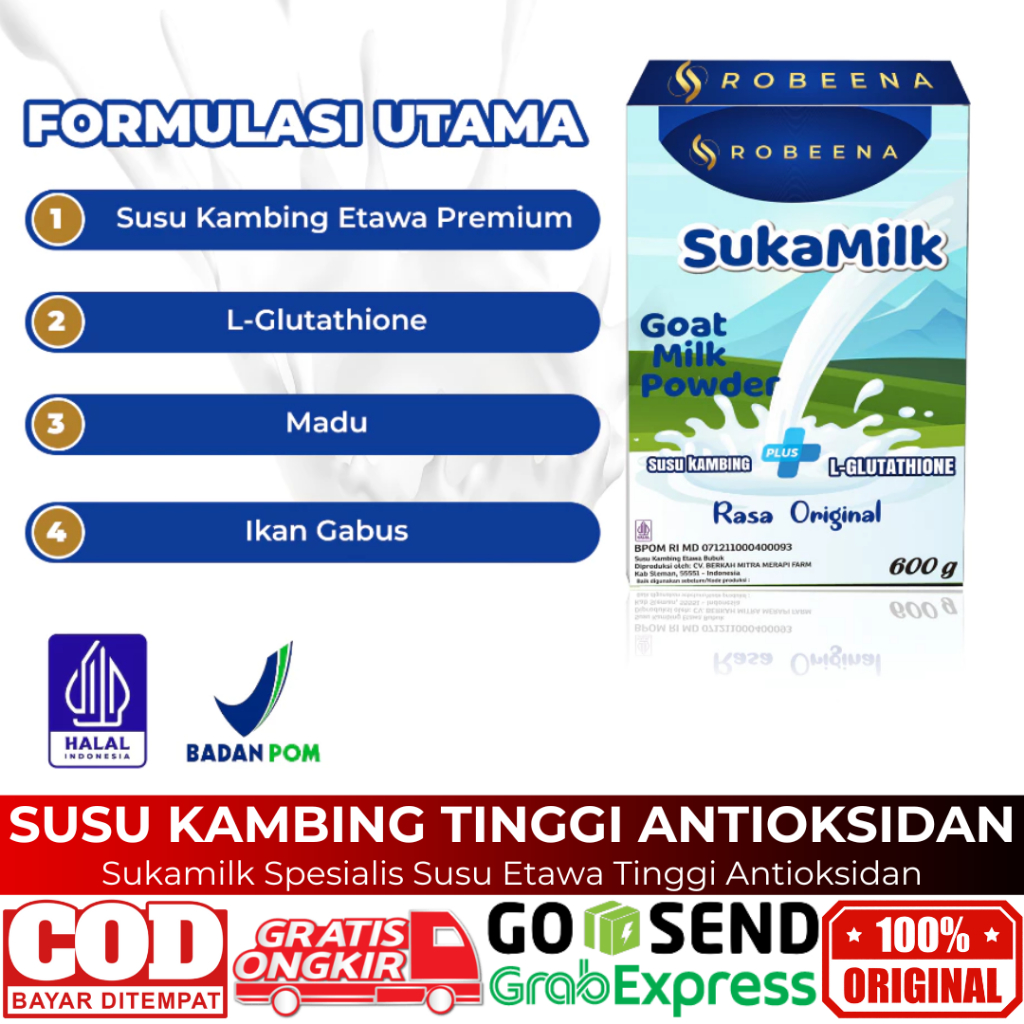 

Susu Etawa Spesialis Susu Kesehatan Keluarga Tinggi Antioksidan Mengandung Ikan Gabus SUKAMILK ORI
