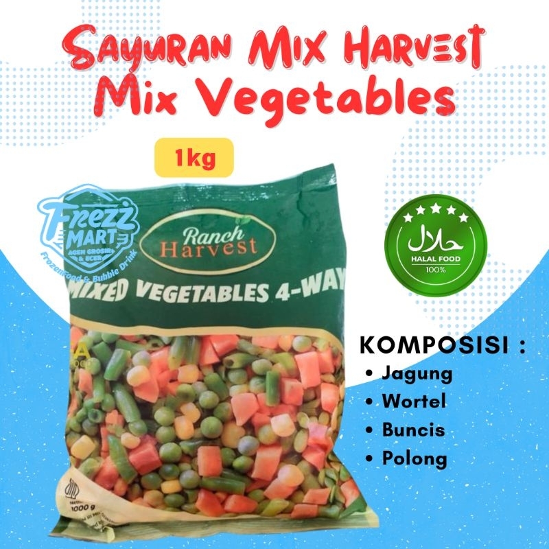 

1kg Mixed Vegetables 4 Ways Ranch Harvest Sayuran Potong Campur Beku Frozen Food.