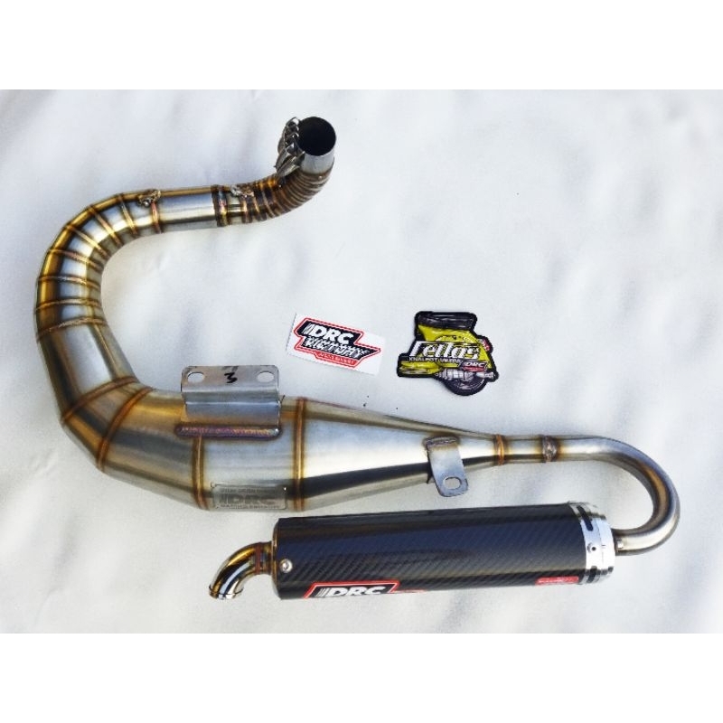 knalpot vespa buang kiri model cobra stainless silencer carbon DRC Racing