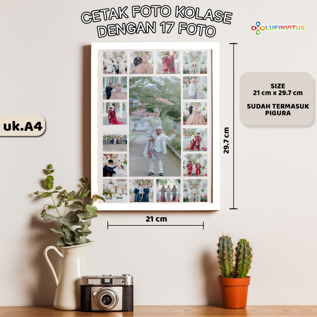 CETAK FOTO KOLASE 17 FOTO PLUS PIGURA