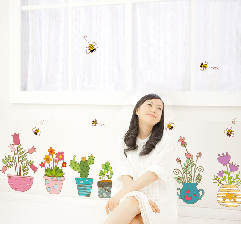 POT 71 STIKER DINDING MOTIF POT BUNGA WALLSTICKER WALLSTICKER TEMPELAN HIASAN DEKORASI RUMAH WALLPAP
