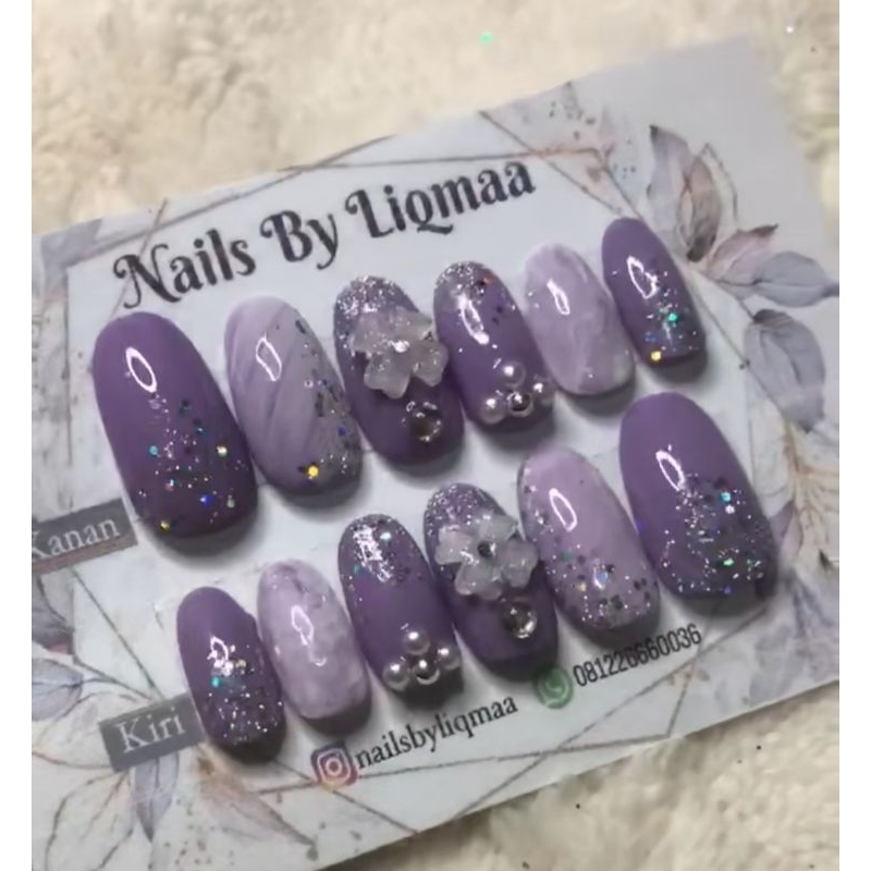 KUKU PALSU WEDDING/NAIL ART/KUKU PALSU MURAH/LILAC