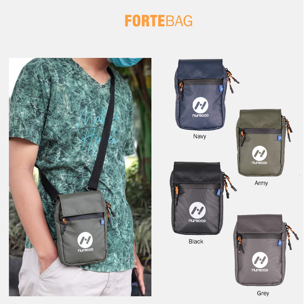 Nurecco FORTEBAG Tas Slempang Pria Tahan Air Slingbag Pria Wanita Anti Air Tas Selempang Laki2 Perem