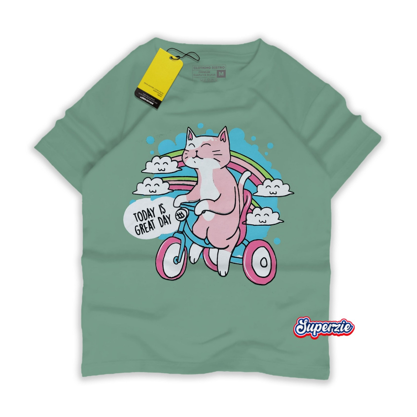 RGKids Baju Anak Cewek 4-13 tahun Kucing Sage Cat Sepeda