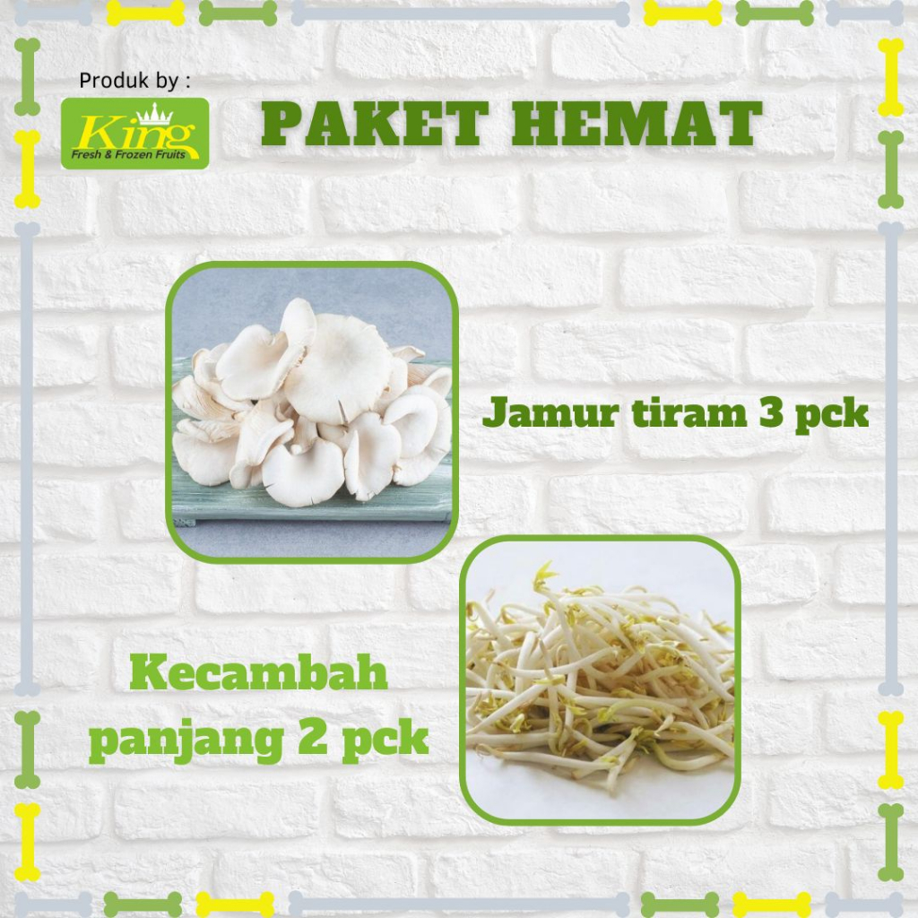 

Jamur tiram 3 pack + 2 pack kecambah panjang, segar, paket hemat