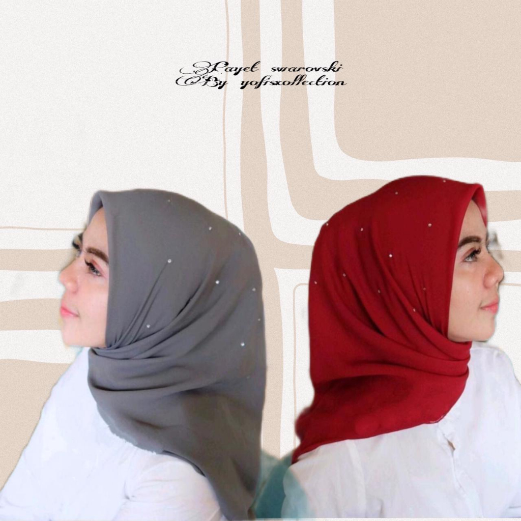 HIJAB SEGIEMPAT PAYET SWAROVSKI PAYET VOAL PREMIUM / HIJAB SWAROVSKI MENYEBAR DIAMOND