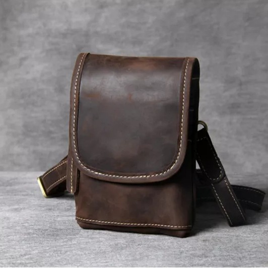 Tas Selempang Mini Pria/Wanita Kulit Sapi Asli - Tas Selempang Pinggang Kulit Premium Crazy Horse