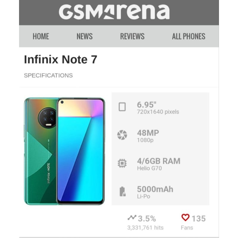 hp bekas infinix note 7 6/128