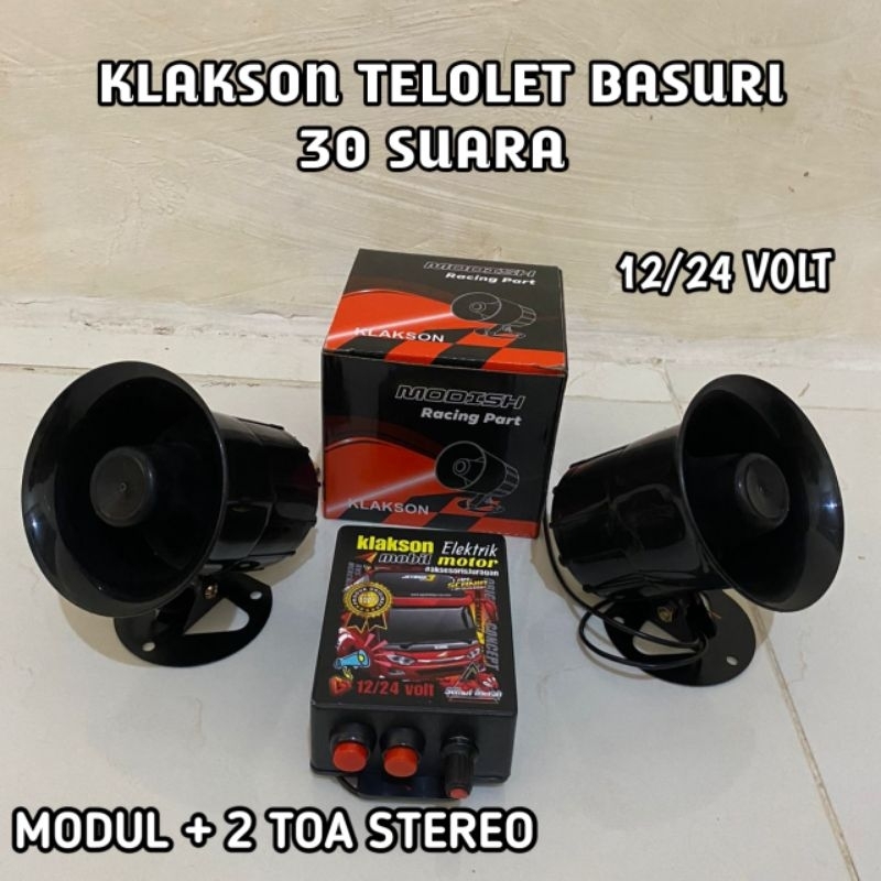 KLAKSON TELOLET BASURI 30 SUARA 12/24 VOLT BISA UNTUK  TRUK CARRY AVANZA XENIA L300 MOBIL MOTOR BUS 
